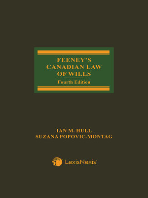 cover image of Feeney's Canadian Law of Wills